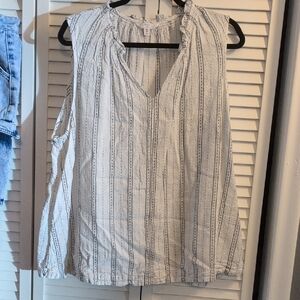 Time and Tru White and Black Striped Sleeveless Blouse